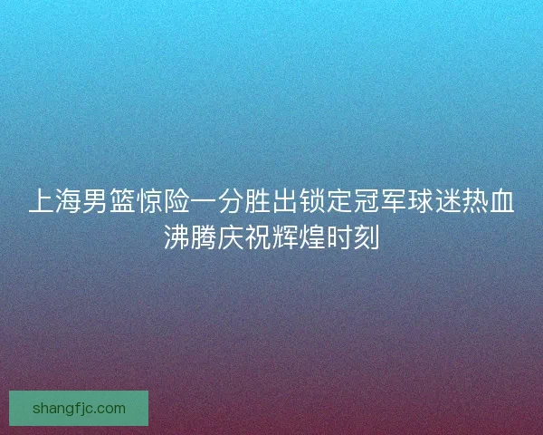 上海男篮惊险一分胜出锁定冠军球迷热血沸腾庆祝辉煌时刻 上海男篮惊险一分胜出锁定冠军球迷热血沸腾庆祝辉煌时刻