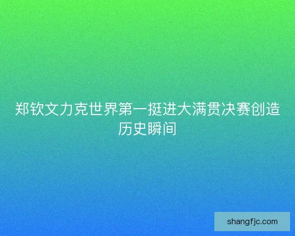 郑钦文力克世界第一挺进大满贯决赛创造历史瞬间 郑钦文力克世界第一挺进大满贯决赛创造历史瞬间